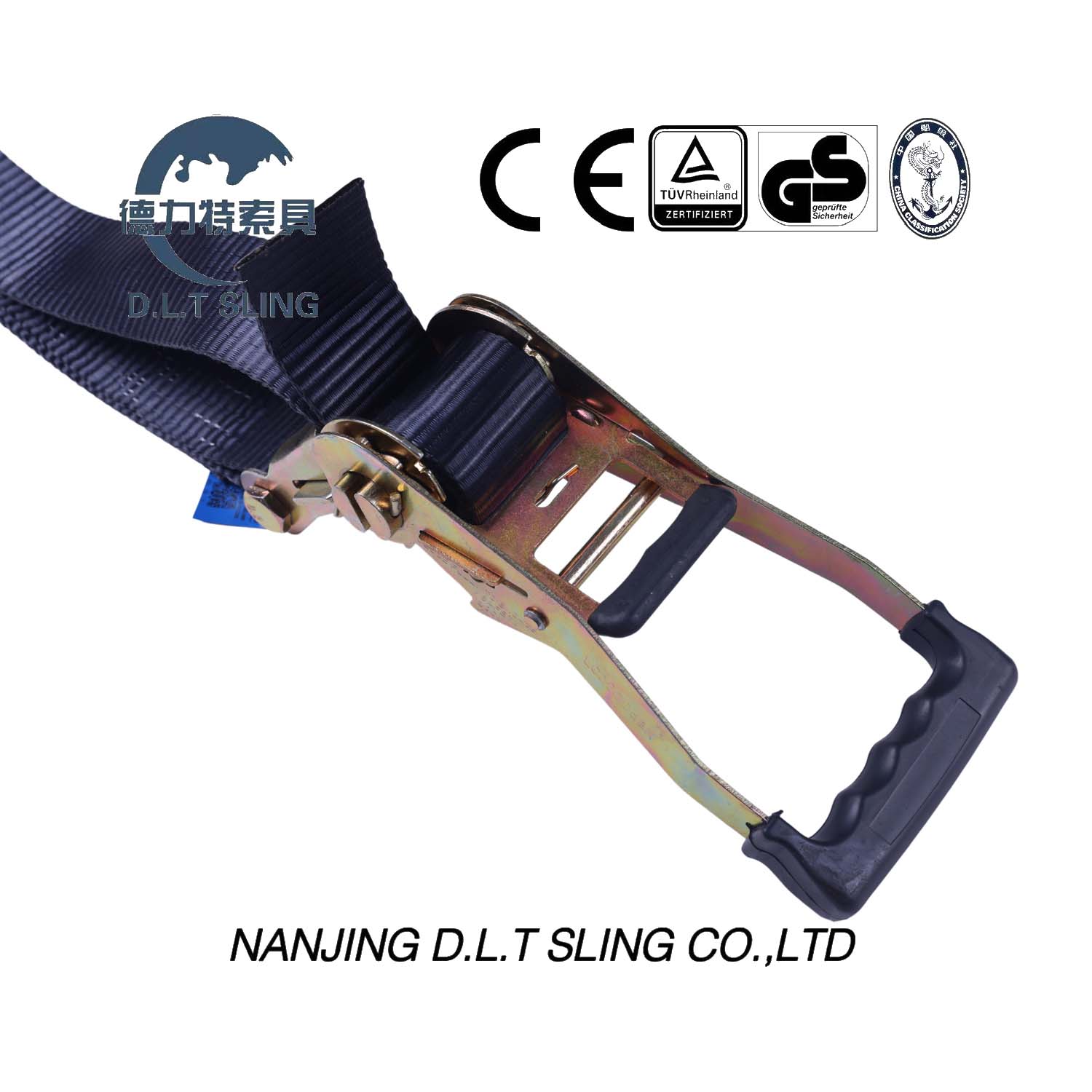 Black Fingerprint Handle Rachet Straps